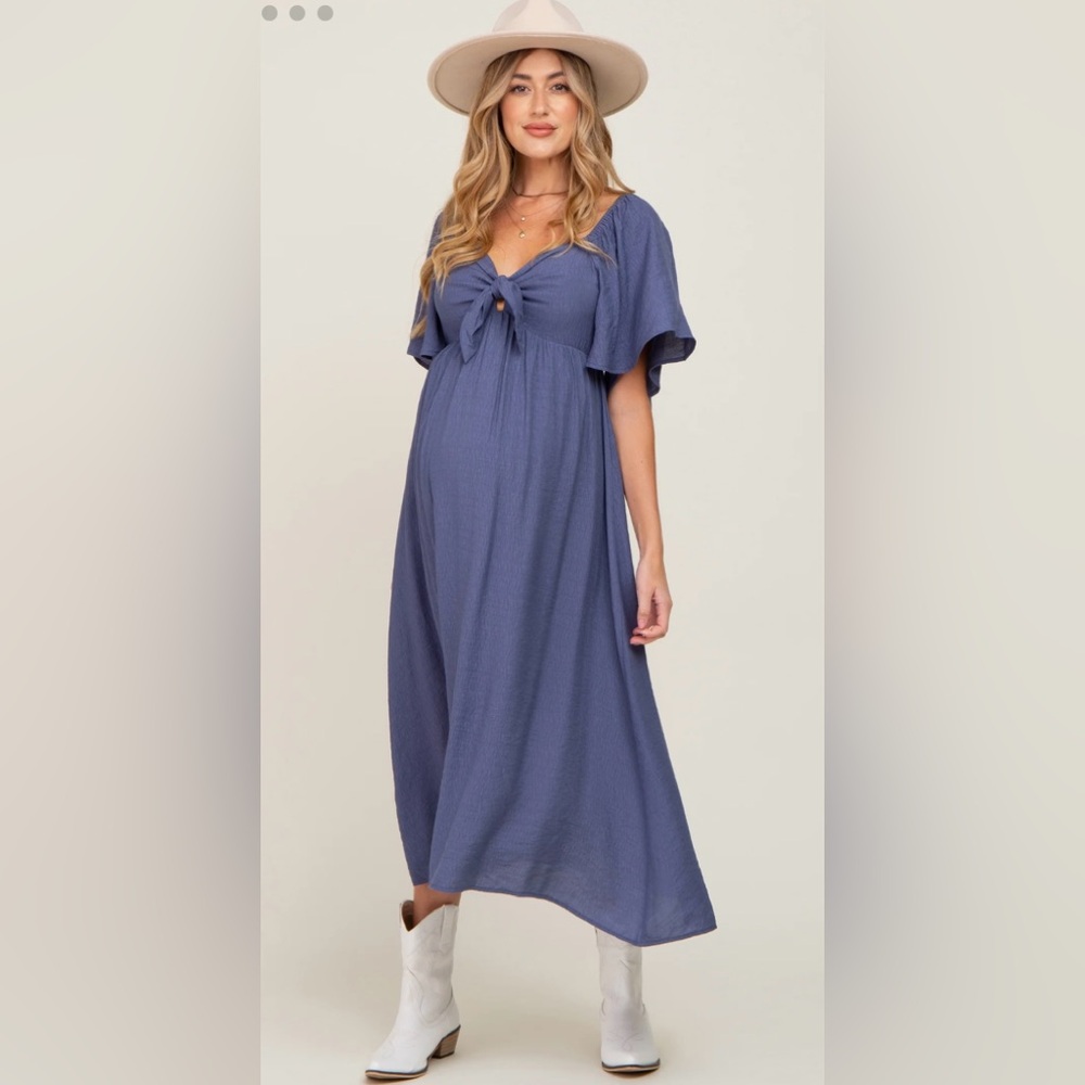 Maternity Midi Ruffle Sleeve dress